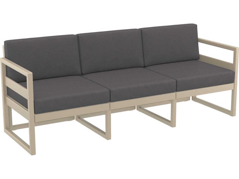 Mykonos Resin Cushion Sofa in Taupe