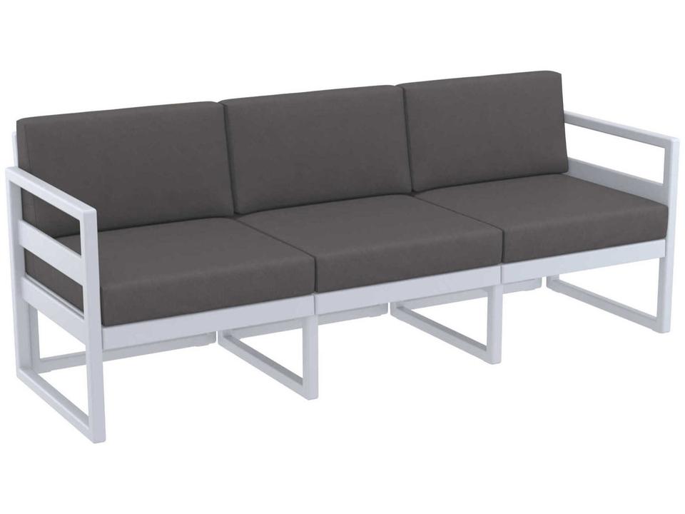 Mykonos Resin Cushion Sofa in Silver