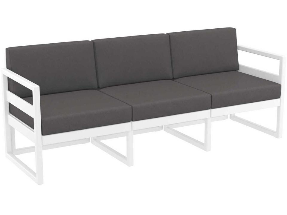 Mykonos 3-Seat Resin Cushion Sofa in White