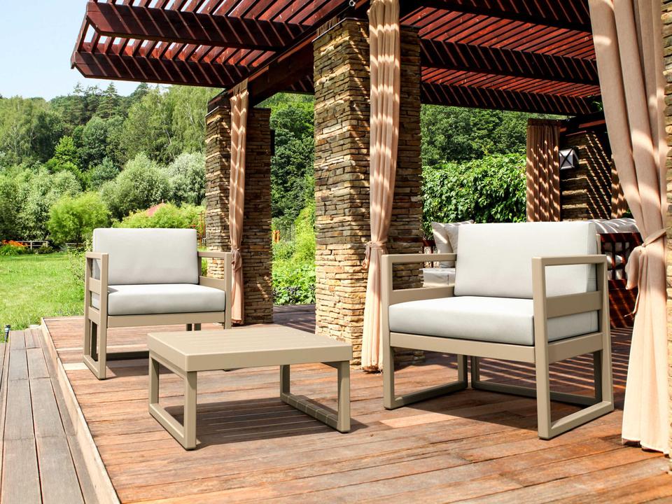 Mykonos 3-Piece Resin Lounge Set with Natural Cushions