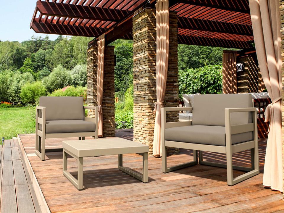 Mykonos 3-Piece Resin Cushion Lounge Set in Taupe