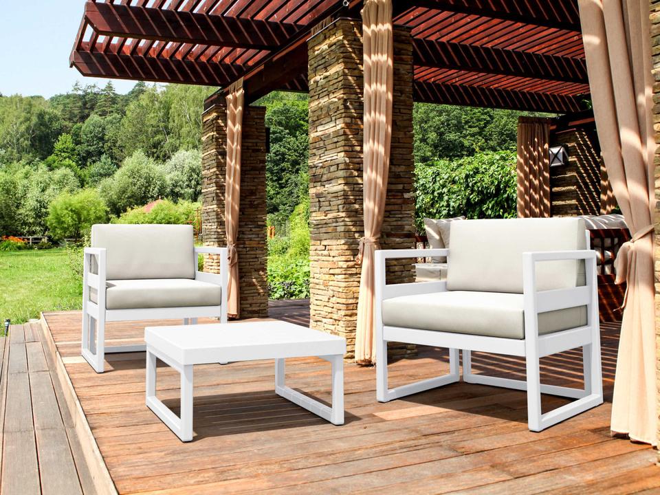 Mykonos White Resin Cushion 3-Piece Lounge Set