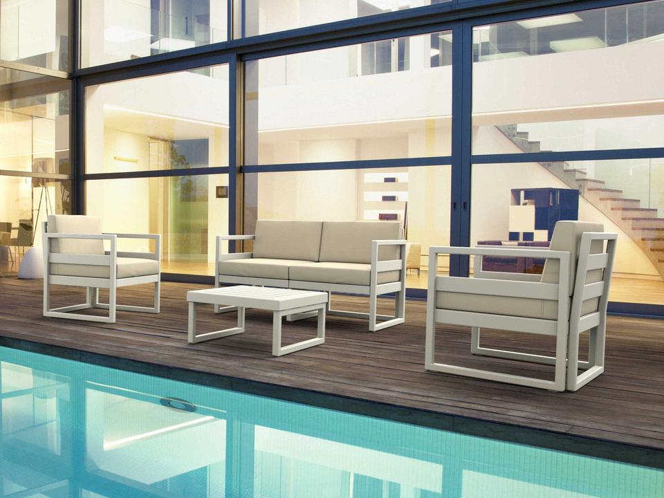 Mykonos 4-Piece White Resin Cushion Lounge Set