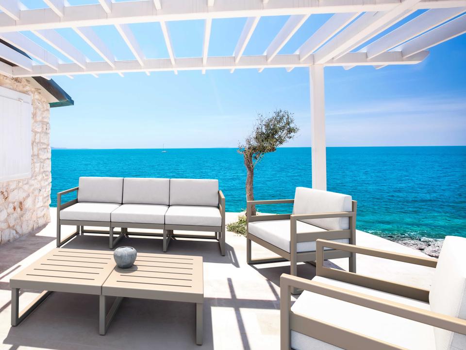 Mykonos 5 Person 4-Piece Lounge Set with Natural Cushions
