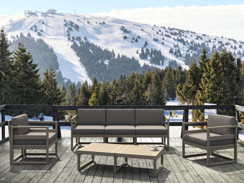 Mykonos 4-Piece Resin Lounge Set with Taupe Cushions