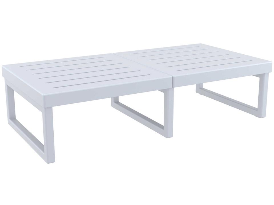 Mykonos Rectangular Resin Coffee Table in Silver Gray