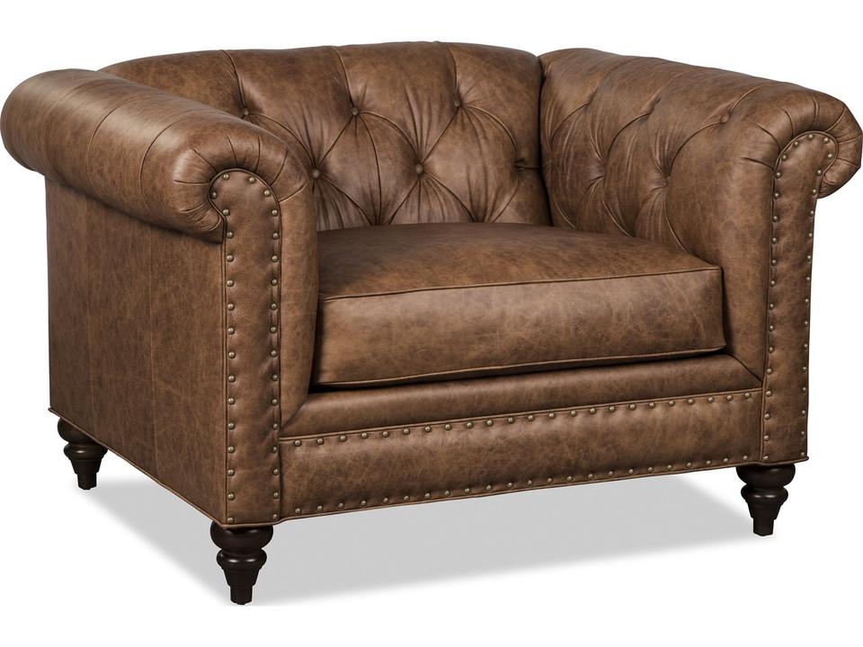 Chesterfield L7431 Leather Chair and a Half with Nailhead Trim