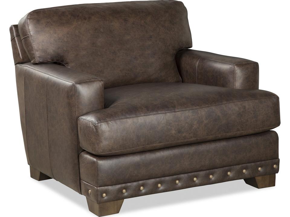 CM Leather Upholstered Chair And A Half with Track Arms