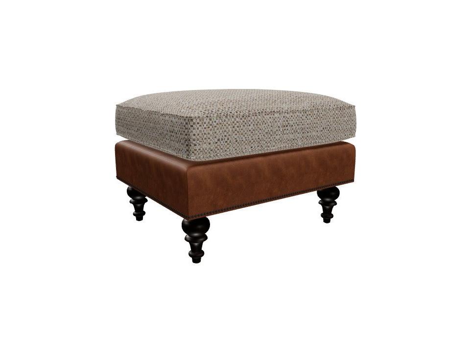 Custom Blends Cocktail Ottoman with Traditional Details and Turned Legs