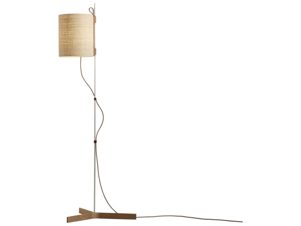 Magnetic 59-Inch Tall Natural Oak Floor Lamp with Saguran Fiber Shade