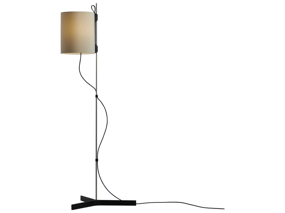 Magnetic Natural Oak Adjustable Floor Lamp with Khaki Fabric Shade by Gabriel Teixidó