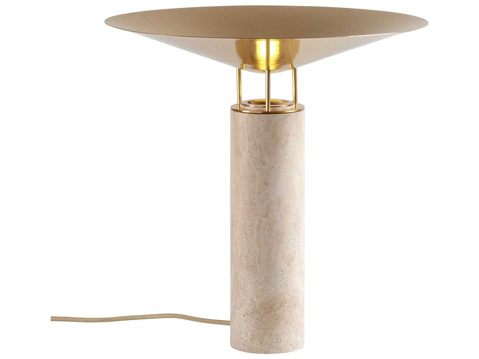 Rebound LED Table Lamp in Marble and Metal with Leather Accent