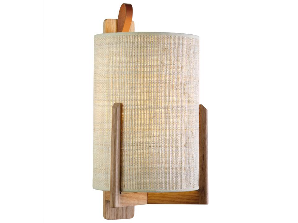 Greta 1-Light Wall Sconce in Natural Oak and Hand-Woven Saguran Fiber