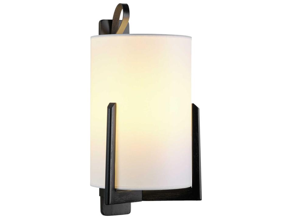 Greta 1-Light Wall Sconce in Black Oak with White Saguran Shade by Gabriel Teixidó