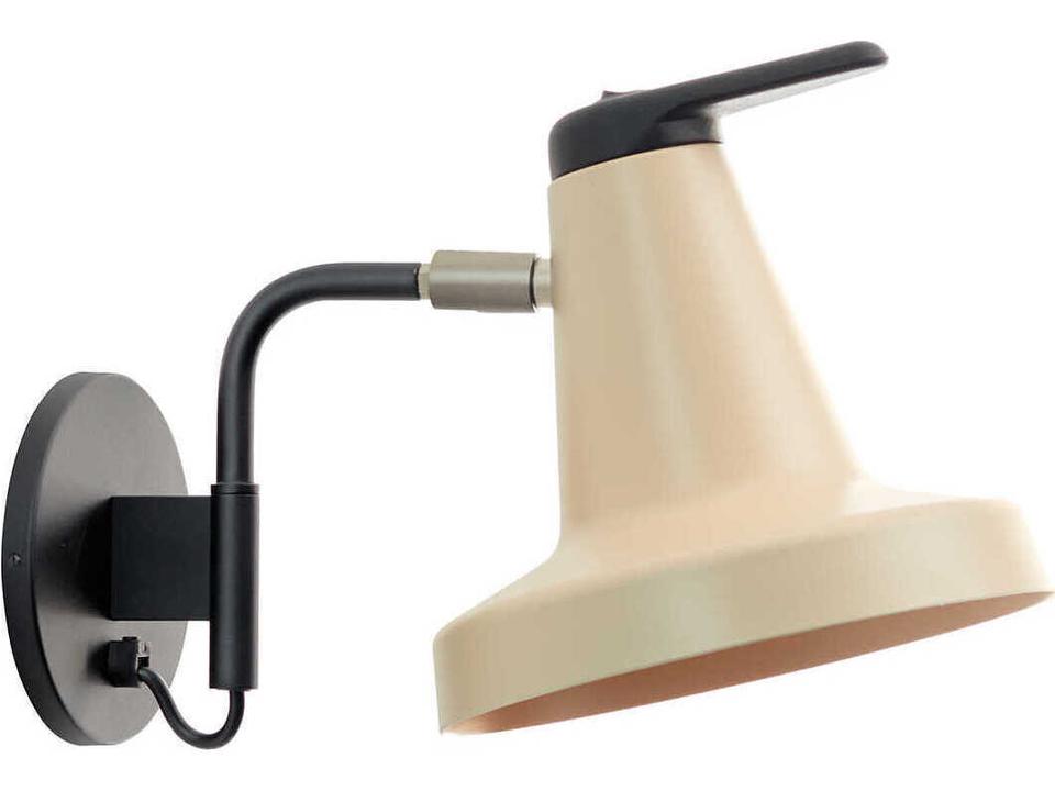 Garcon 8 Tall 1-Light Wall Sconce in Beige and Black Metal by Nutcreatives