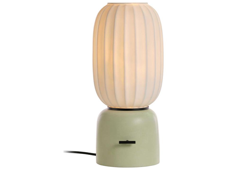 Mei 1-Light Table Lamp with Ceramic Base and Porcelain Diffuser in Mint Green and Black