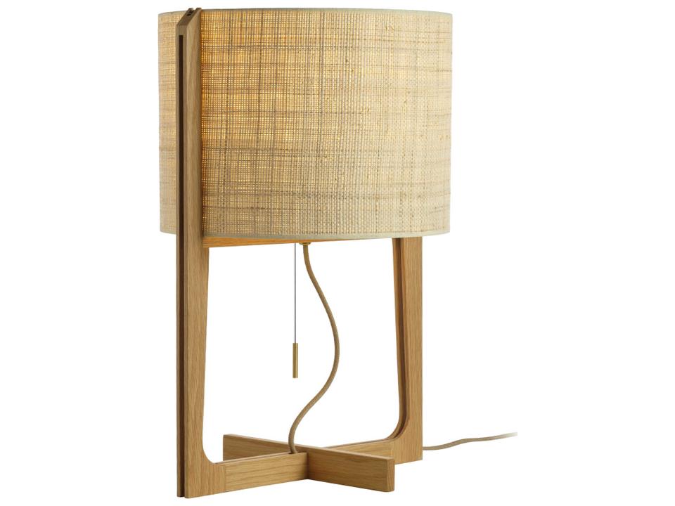 Melina Natural Oak Table Lamp with Saguran Fiber Shade