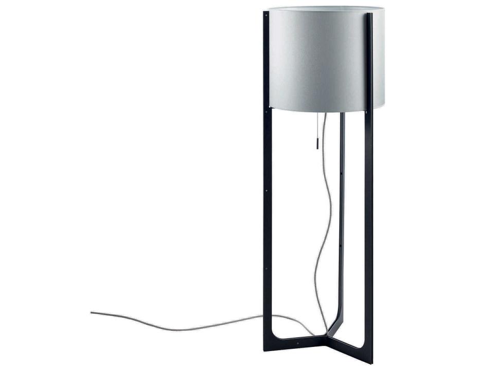 Nirvana 47 Inch Floor Lamp in Black Metal with Metallic Grey Cotton Shade by Gabriel Teixidó