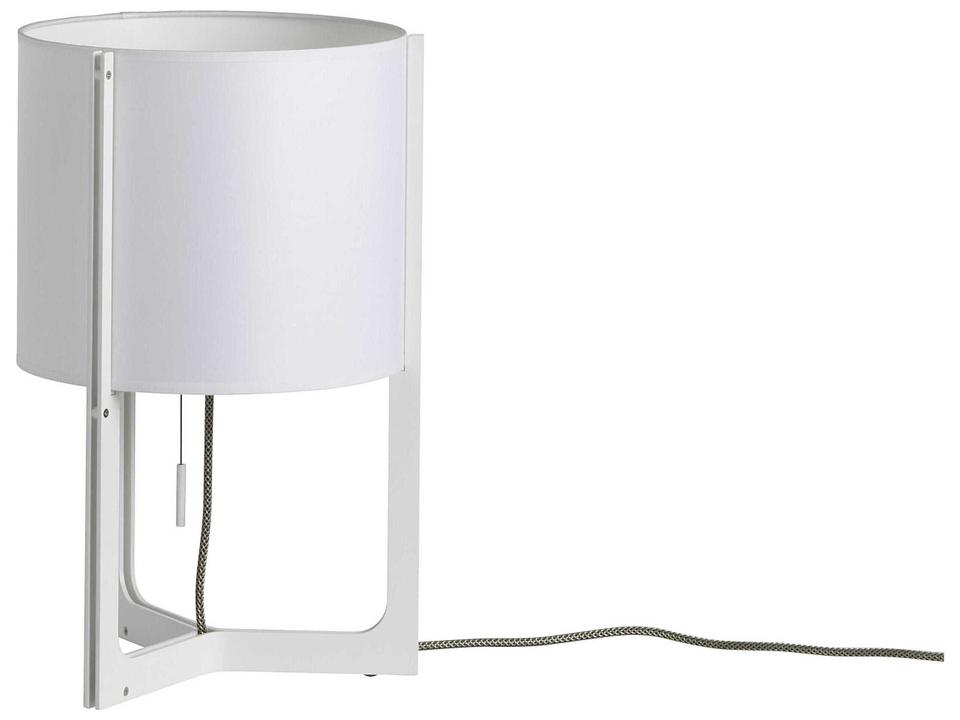 Nirvana 1-Light White Linen Table Lamp with Pull Switch