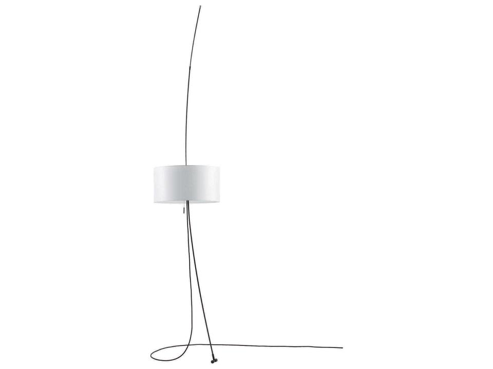 Totora 2-Light Adjustable Floor Lamp in Black Carbon Fiber and White Cotton Shade by Cristina Figarola