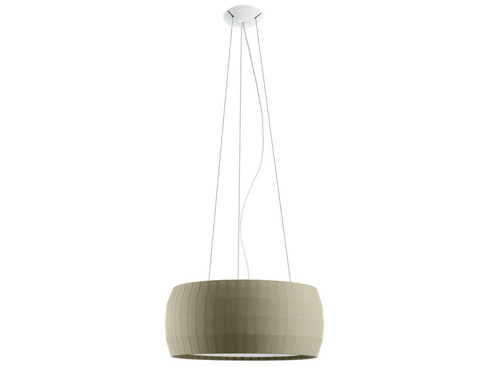 Isamu 2-Light Olive Green Drum Pendant Light with Ribboned Shade and Black Lacquered Structure