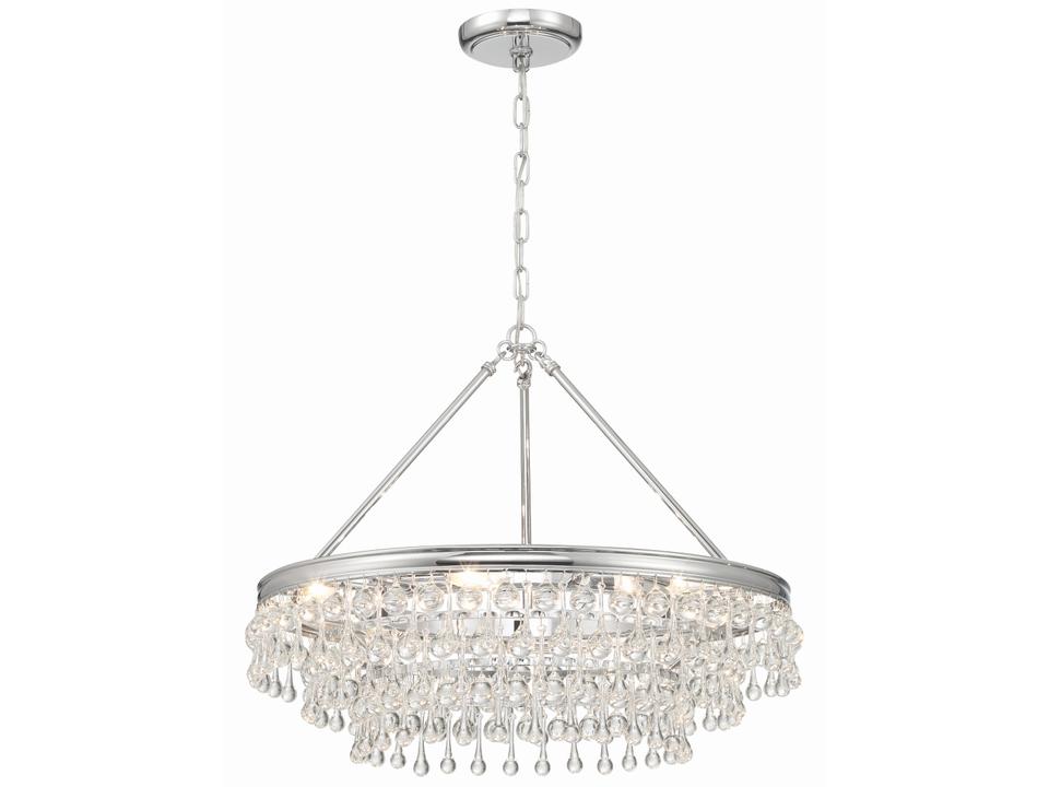Calypso 6-Light Chandelier in Polished Chrome with Crystal Drops
