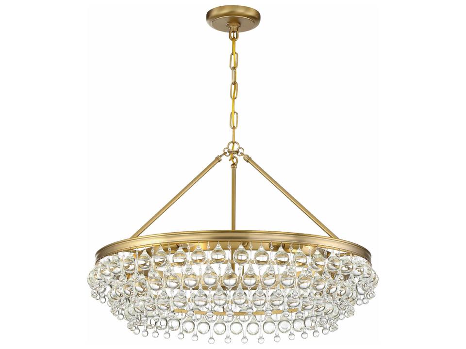 Calypso 6-Light Vibrant Gold Chandelier with Clear Glass Drops