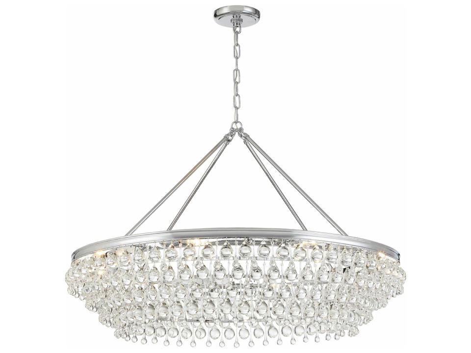 Calypso 8-Light Crystal Teardrop Chandelier in Polished Chrome
