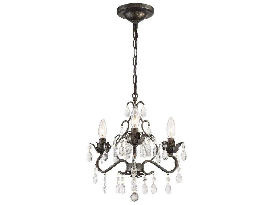 3-Light Paris Market Mini Chandelier in English Bronze with Hand Cut Crystal