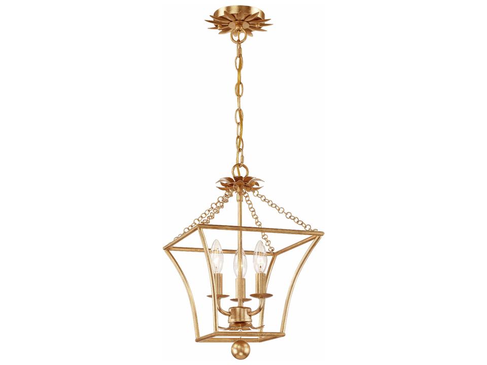 Broche 3-Light Mini Chandelier in Antique Gold