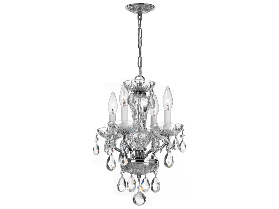 4-Light Traditional Crystal Mini Chandelier in Polished Chrome with Clear Italian Crystal