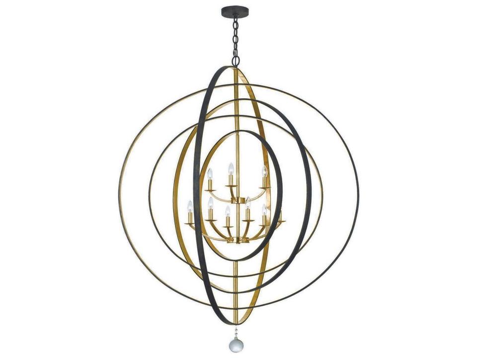 Luna 9-Light Orb Chandelier in English Bronze and Antique Gold