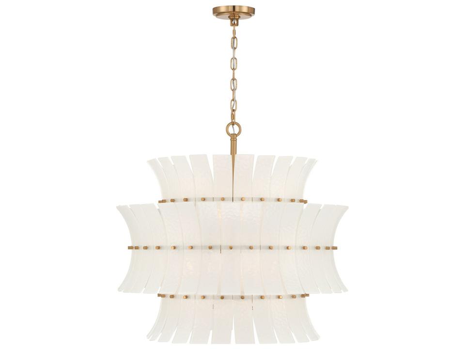 Abigail 8-Light Aged Brass White Chandelier