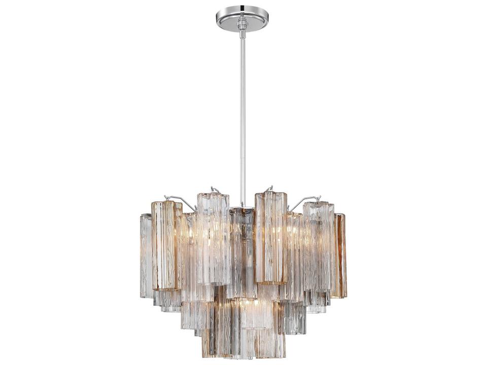 Addis 6-Light Chandelier with Tronchi Glass in Polished Chrome