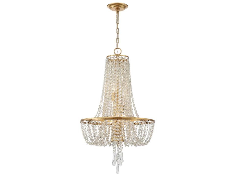 4-Light Arcadia Chandelier with Hand Cut Crystal in Antique Gold