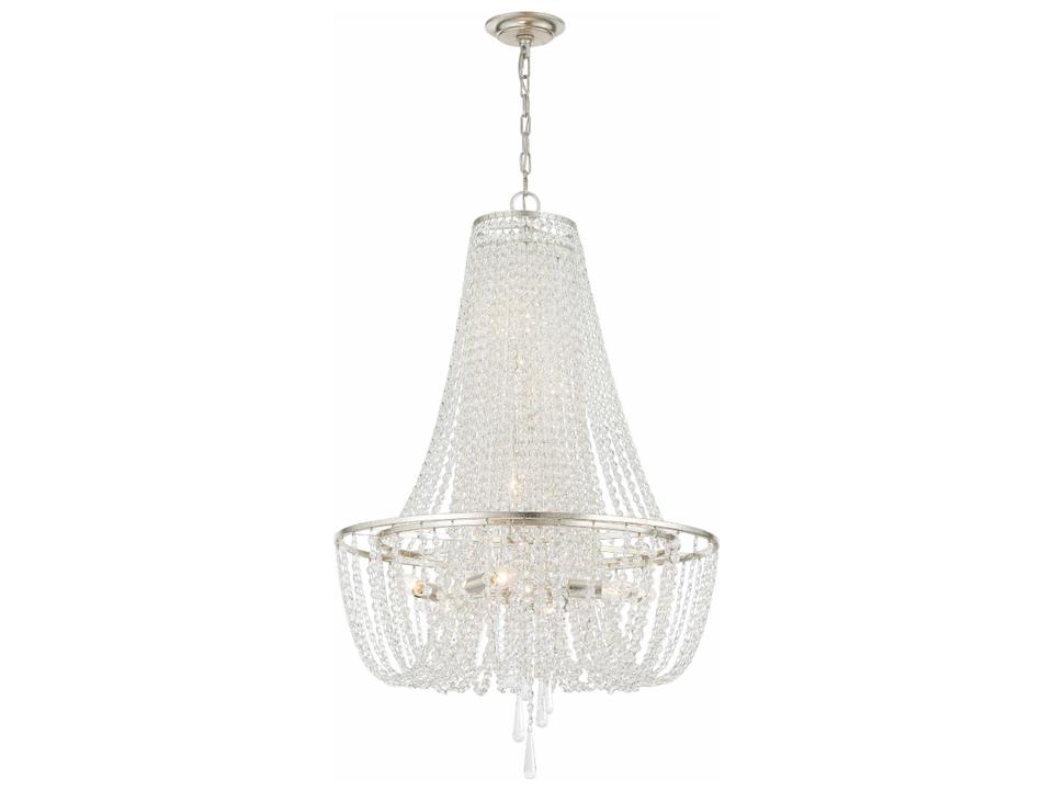 Arcadia 9-Light Transitional Chandelier in Antique Silver with Hand Cut Crystal
