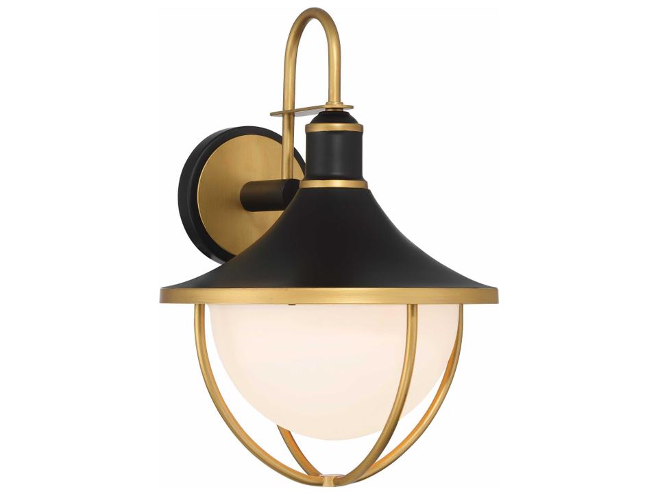 Atlas 1-Light Outdoor Sconce in Matte Black and Textured Gold