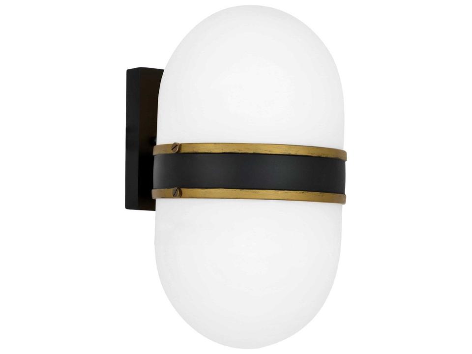 Capsule 1-Light Outdoor Wall Sconce in Matte Black and Textured Gold