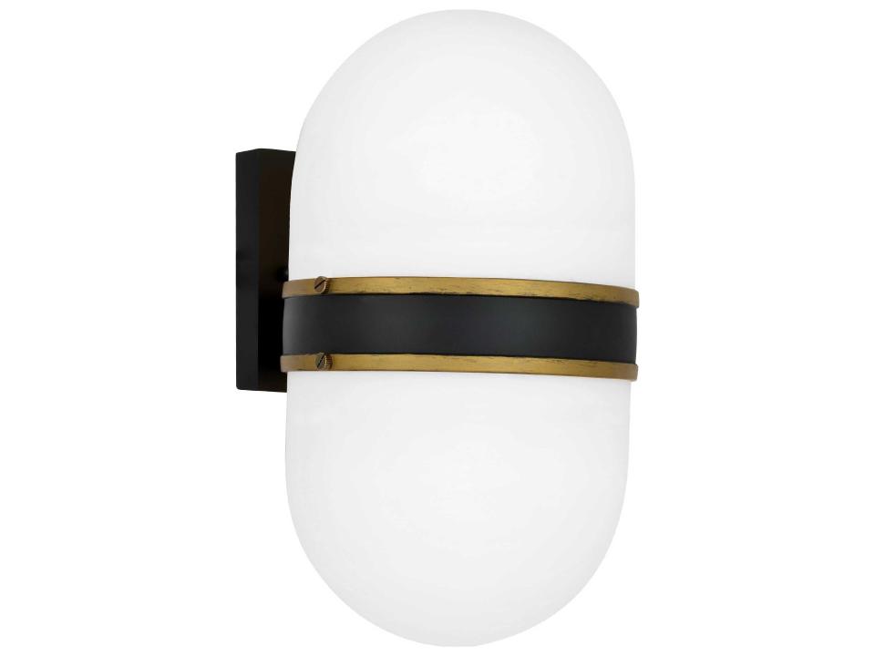 Capsule 2-Light Outdoor Wall Sconce in Matte Black and Textured Gold