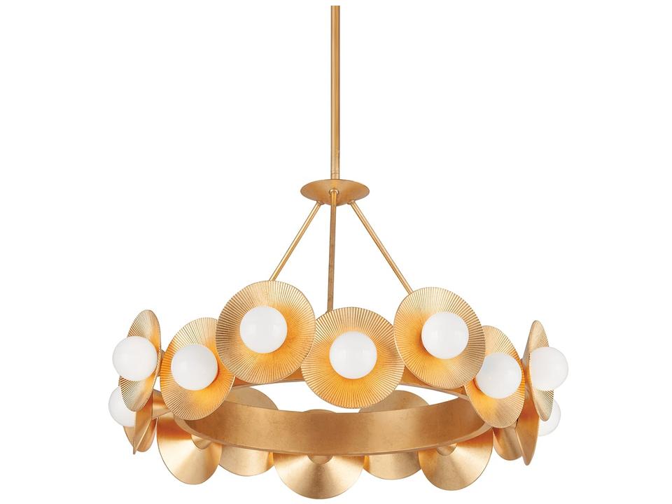 Emerald 16-Light Chandelier in Vintage Gold Leaf and Steel