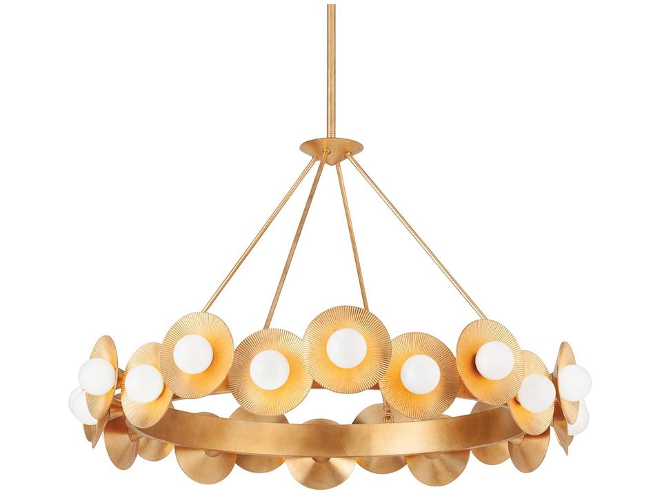 Emerald 22-Light Chandelier in Vintage Gold Leaf and Opal Glass