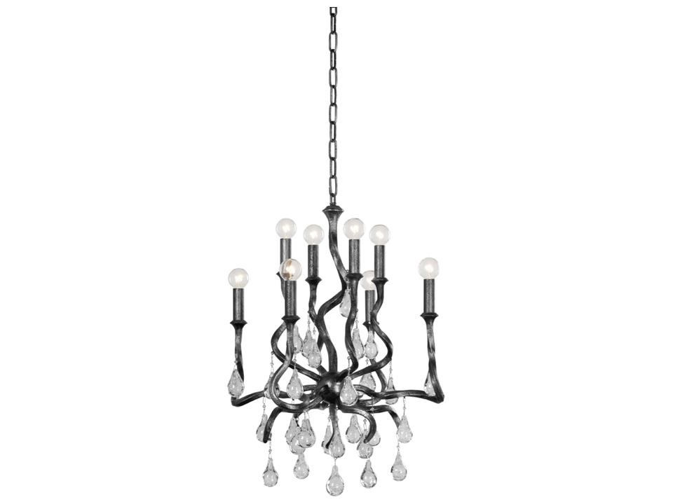 Aveline 8-Light Chandelier in Black Silver Leaf and Crystal
