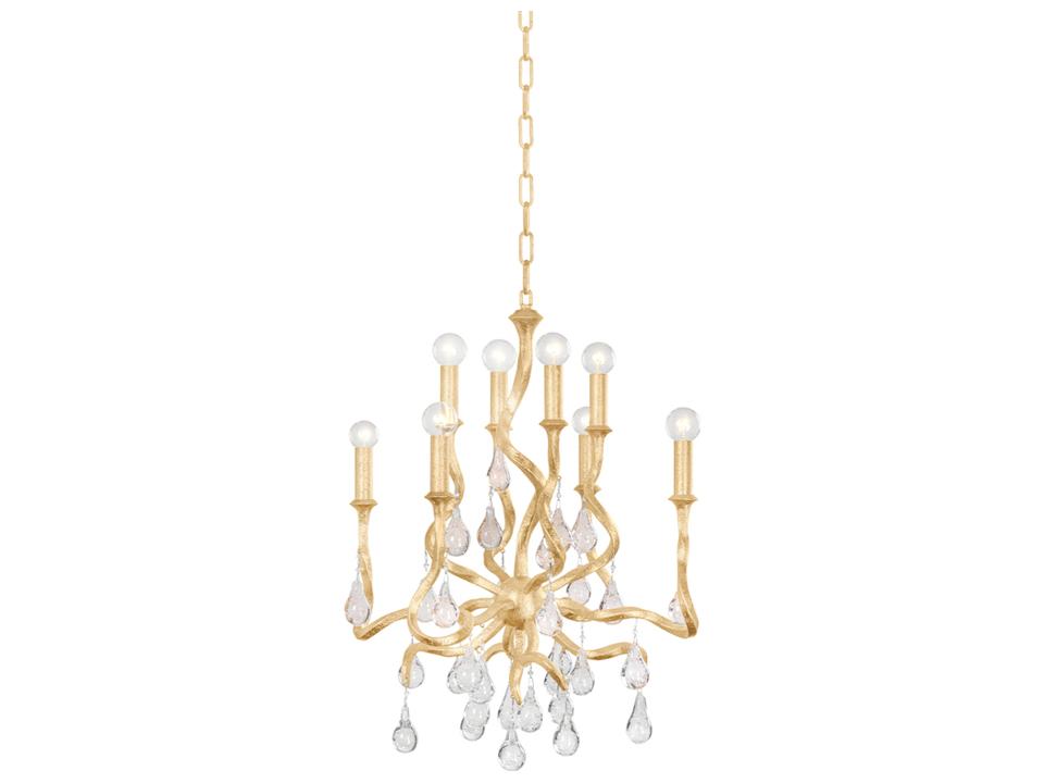 Aveline 8-Light Chandelier in Gold Leaf and Clear Glass