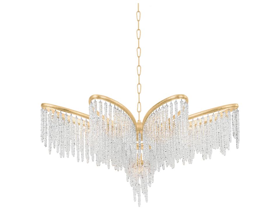 Pandora 9-Light Chandelier in Gold Leaf with Clear Crystal