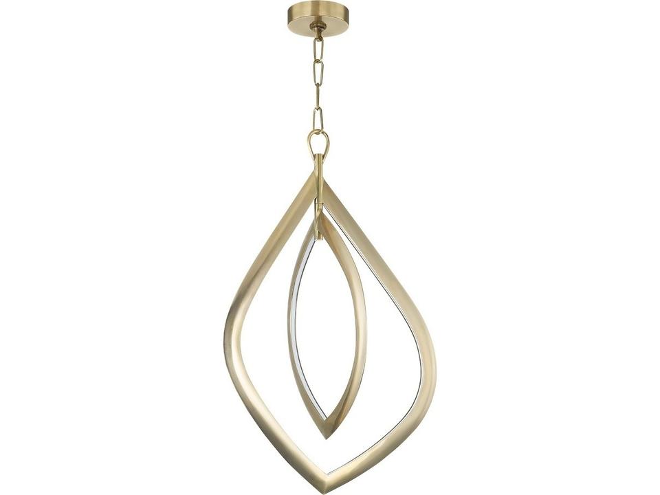 2-Light Arles LED Chandelier in Vintage Brass with Opal Matte Shade