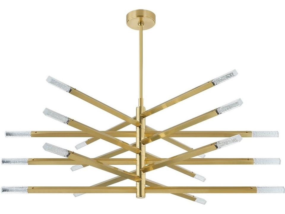 Strasbourg 18-Light LED Chandelier in Vintage Brass and Cast-Seeded Glass