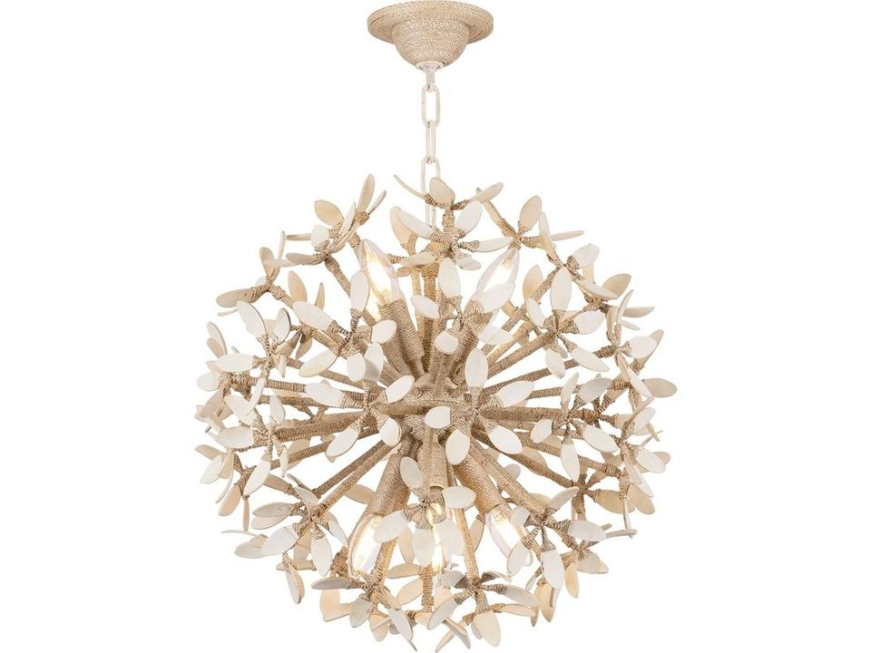 Corfu 8-Light Chandelier in Ivory Coco and Coco Shell