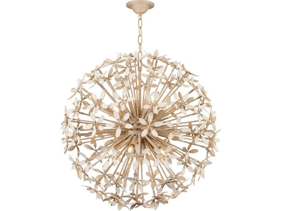 Corfu 10-Light Sputnik Chandelier in Ivory Coco Shell and Iron