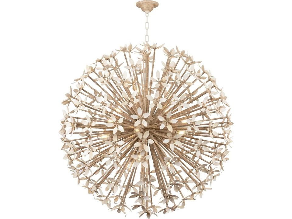 Corfu 16-Light Sputnik Chandelier in Ivory Coco and Coco Shell