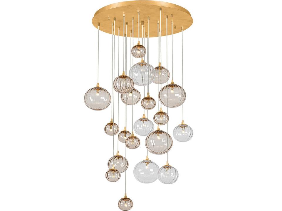 Istanbul 20-Light Vintage Gold Leaf Clear Globe Chandelier